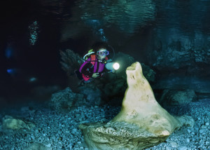 Italy, Campania, Marina di Camerota (Salerno Province), cave diving, Alabaster Cave - FILM SCAN