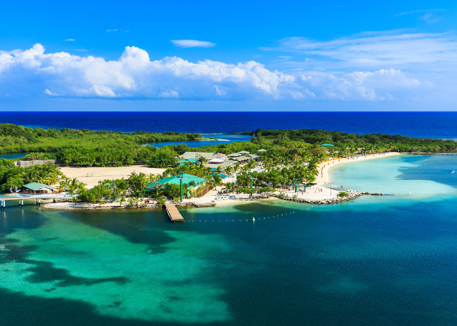 Panoramic view of the Roatan Island, Honduras