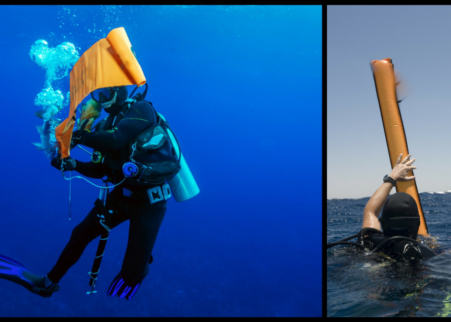 line options reel Details about   SCUBA diving dSMB SMB +A flag buoy mandatory 4 EU dives 