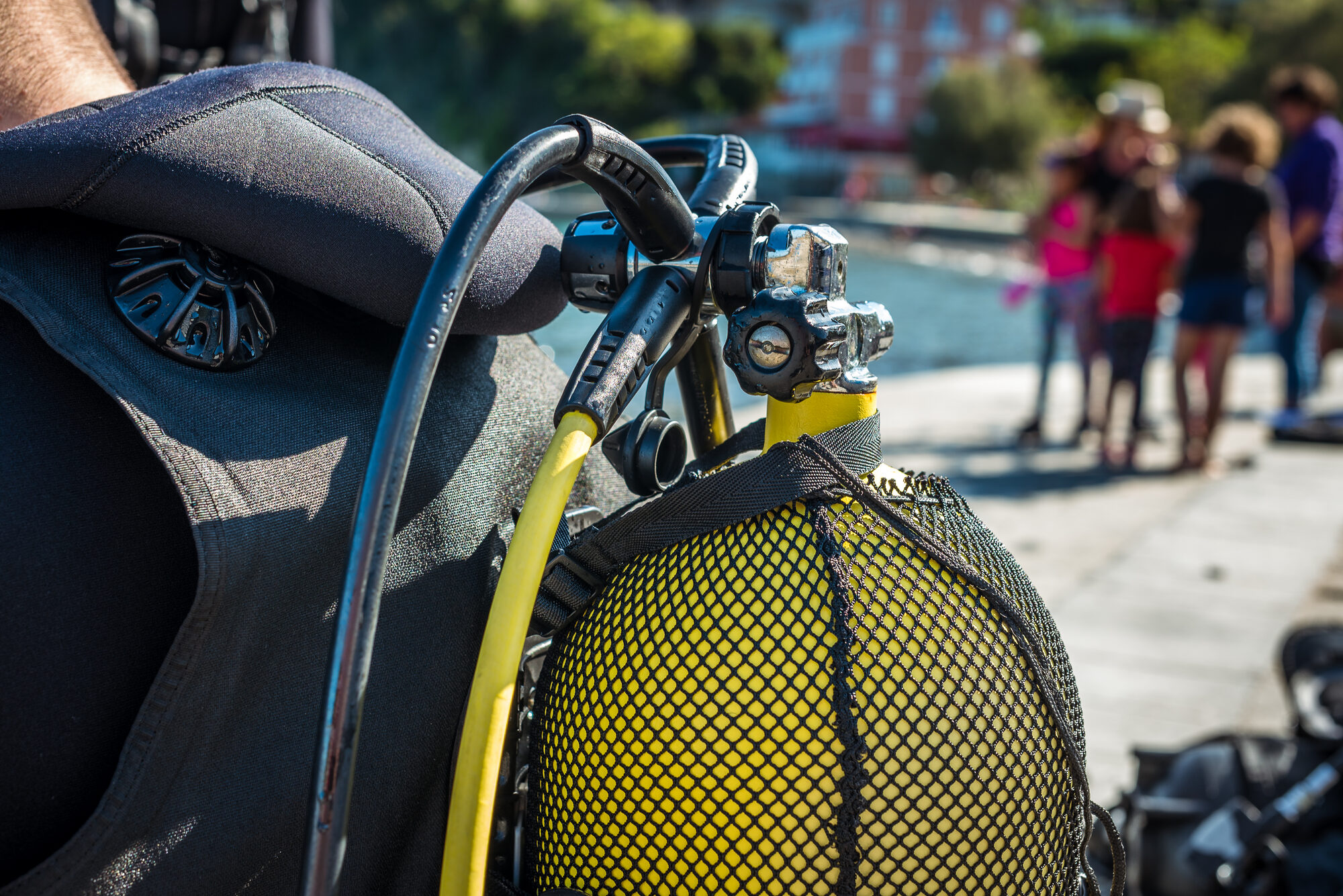 Scuba diving photo: diver gearing up regulator